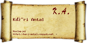 Kéri Antal névjegykártya